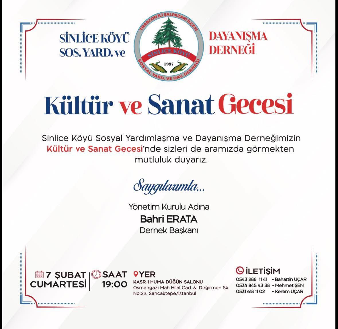 KÜLTÜR VE SANAT GECESİ’NE DAVETLİSİNİZ